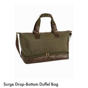Tommy Bahama Surge Bottom Duffel Bag Traveler Green Nylon Brown Leather Mens Bag